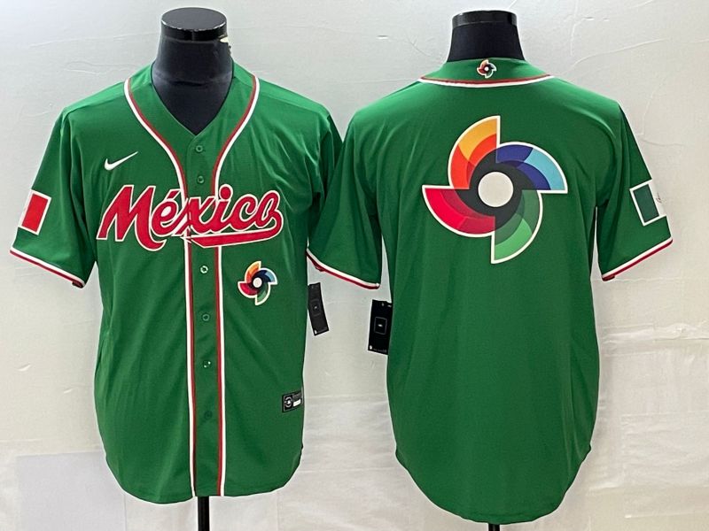 Men 2023 World Cub Mexico Blank Green Nike MLB Jersey13->more jerseys->MLB Jersey